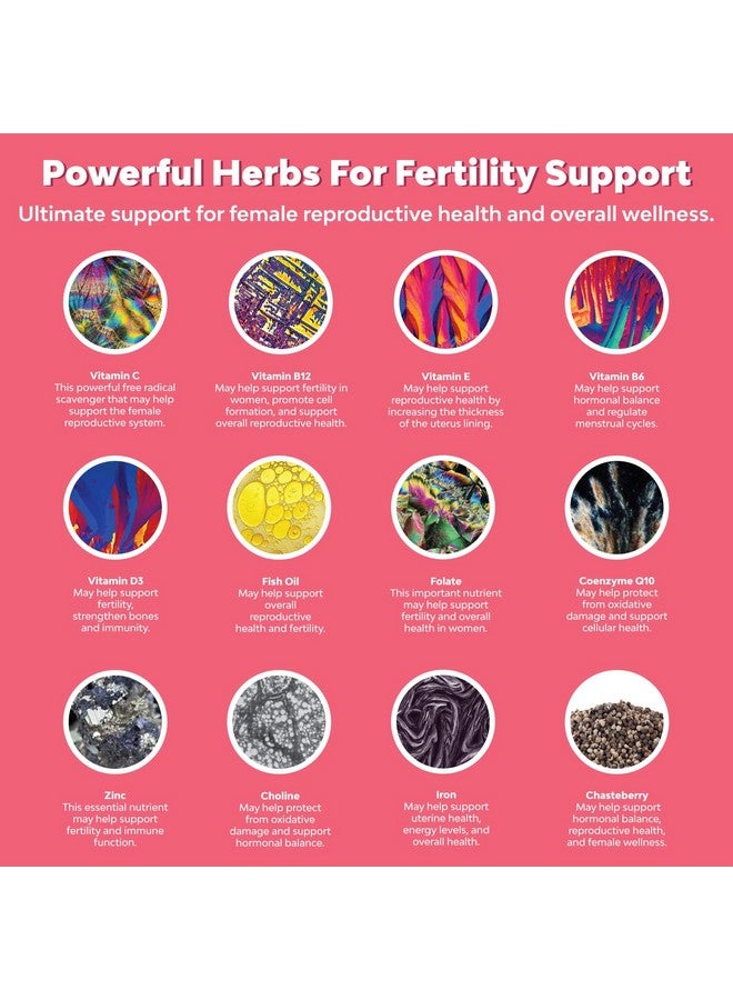 Natures Craft مكملات الخصوبة للنساء مع الفيتامينات المتعددة قبل الولادة دعم خصوبة الإناث مع الكولين والإنوزيتول وحمض الفوليك وفتكس وتوت العفة ومزيج كو كيو 10 للخصوبة للنساء من أجل الحمل الأسرع - Image 5