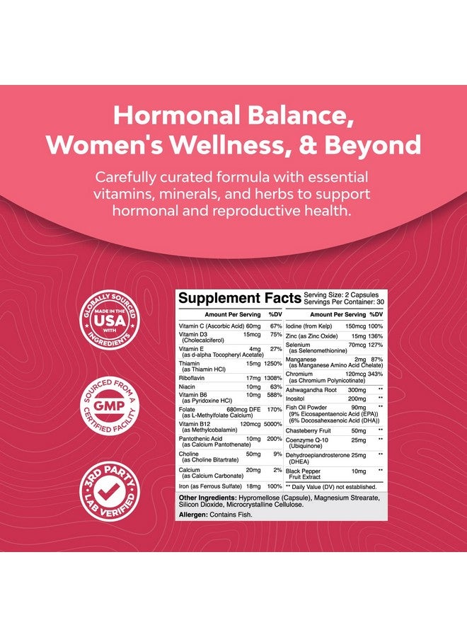 Natures Craft مكملات الخصوبة للنساء مع الفيتامينات المتعددة قبل الولادة دعم خصوبة الإناث مع الكولين والإنوزيتول وحمض الفوليك وفتكس وتوت العفة ومزيج كو كيو 10 للخصوبة للنساء من أجل الحمل الأسرع - Image 4