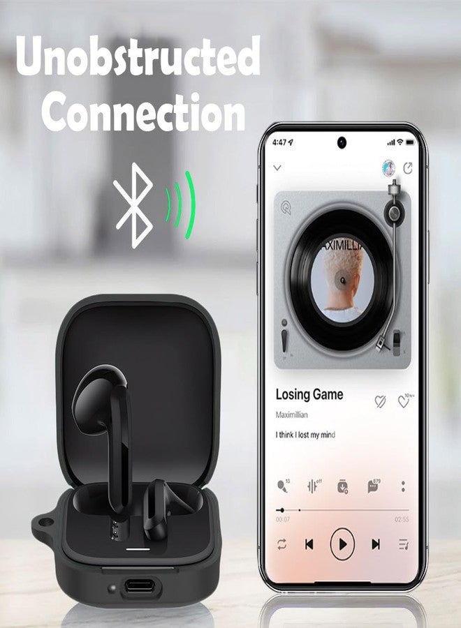 EasyBee [عبوة 2] غلاف easyBee متوافق مع سماعات Xiaomi Redmi Buds 6 غطاء شحن نشط، مع 2 سلسلة مفاتيح وحزام مضاد للفقدان، مجموعة واقية رقيقة للغاية من السيليكون السائل الناعم - أسود وأزرق - Image 4