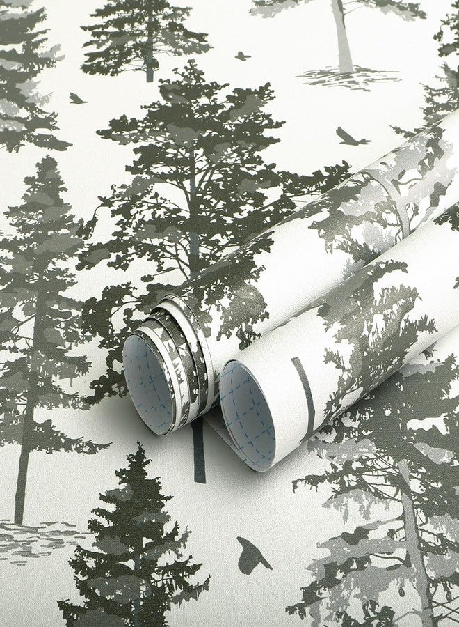 Timeet Dark Green Forest Wallpaper Peel and Stick Wallpaper Green Contact Paper 16.14"x118.11" Self-Adhesive Removable Wallpaper Tree Wall Mural for Wall Decor - Image 5