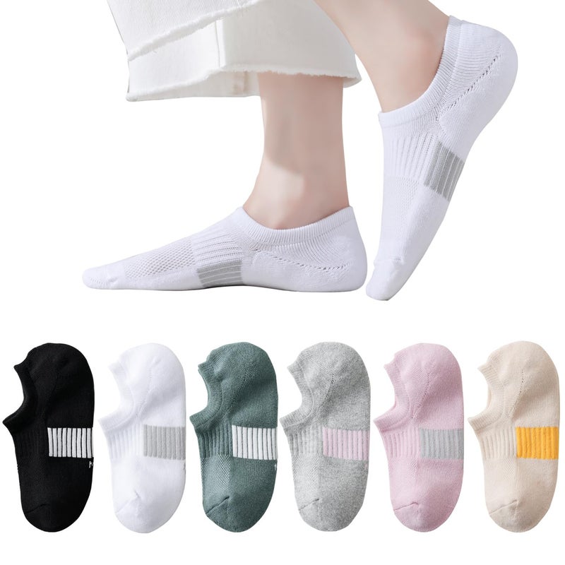 EPEIUS Thick No Show Socks for Women Athletic Ankle Socks Cushioned Running Low Cut Non Slip Footies 3/6 Pairs, Assorted 6 Pack, 8-11 - Image 1