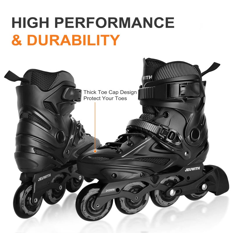 JEUWITH Inline Skates for Women Men, Outdoor Street Blades Roller Adult Male Female, Professional Fitness Roller Skates Blades for Unisex (Black) - Image 5