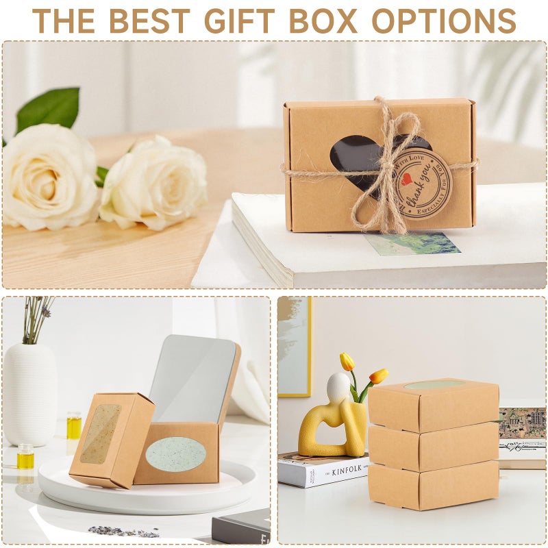 RYKOMO 60 PCS Kraft Soap Boxes with Window - Mini Soap Gift Boxes for Homemade Bakery, Candy, Cookies Packaging - 3.55 x 2.4 x 1.2 Inch - Image 4