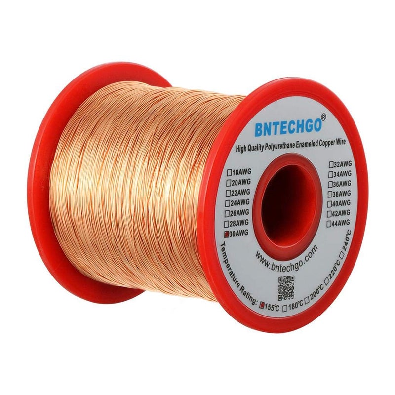 BNTECHGO 30 AWG Magnet Wire - Enameled Copper Wire - Enameled Magnet Winding Wire - 1.0 lb - 0.0098" Diameter 1 Spool Coil Natural Temperature Rating 155â„ƒ Widely Used for Transformers Inductors - Image 1
