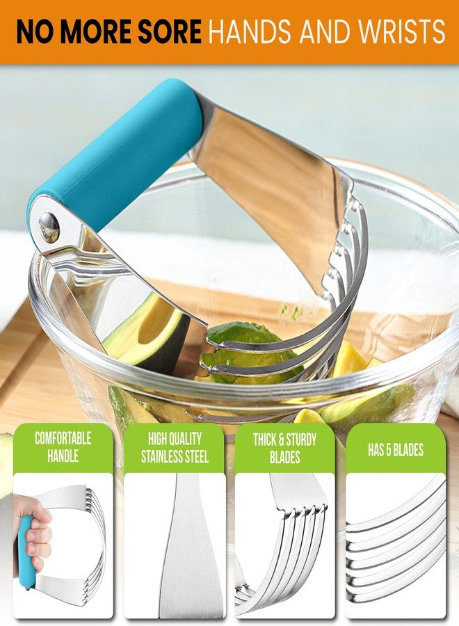 Spring Chef Large Dough Blender for Baking, Heavy Duty Dough Cutter Tool, Stainless Steel Puff Pastry Cutter Tool with Sharp Blades, Dishwasher Safe Manual Pastry Blender for Easy Mixing - Teal - Image 4