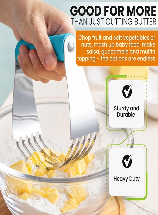 Spring Chef Large Dough Blender for Baking, Heavy Duty Dough Cutter Tool, Stainless Steel Puff Pastry Cutter Tool with Sharp Blades, Dishwasher Safe Manual Pastry Blender for Easy Mixing - Teal - Image 5