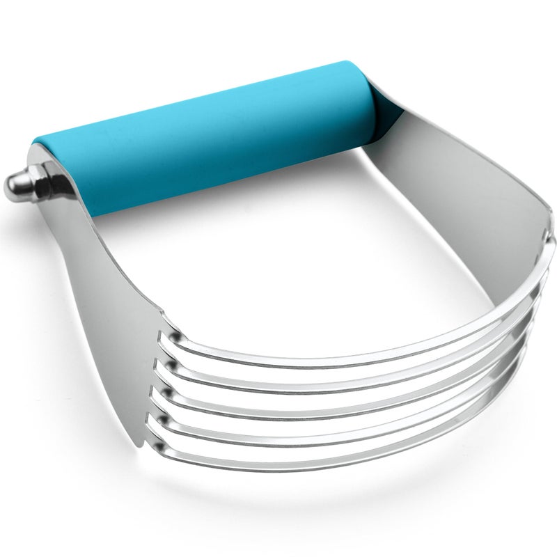 Spring Chef Large Dough Blender for Baking, Heavy Duty Dough Cutter Tool, Stainless Steel Puff Pastry Cutter Tool with Sharp Blades, Dishwasher Safe Manual Pastry Blender for Easy Mixing - Teal - Image 1