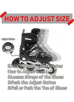 EASY FUTURE Inline Skates Adjustable Size Roller Skates with Flashing Wheels for Outdoor Indoor Children Skate Shoes for Boys and Girls Black Colour  - Image 4