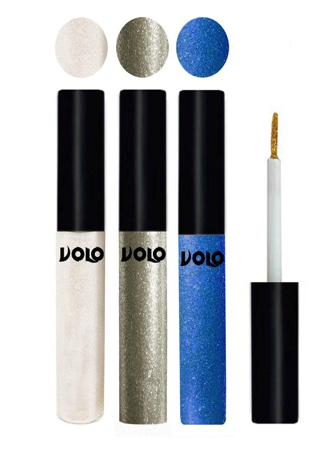 Volo WATERPROOF GLITTER EYE LINER (White, Light Copper, Sky Blue) - Image 3