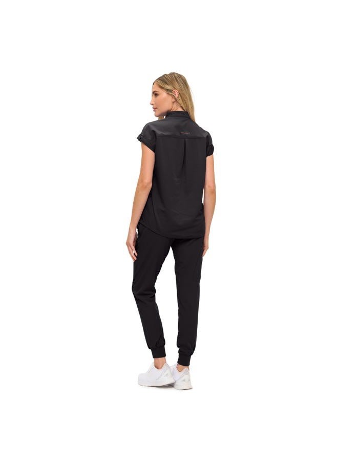 MONARCH UNIFORMS Womens Jogger Scrub Set with Oversized Scrub Top with Mandarin Collar. Supreme Comfort Scrub Set for Women, Black, PETITE-X-Small - Image 3