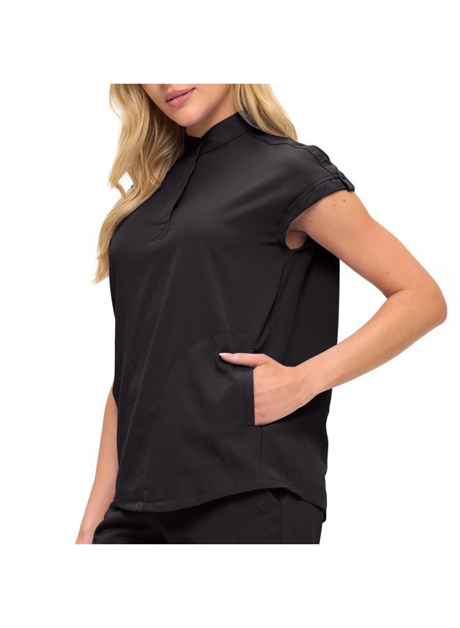 MONARCH UNIFORMS Womens Jogger Scrub Set with Oversized Scrub Top with Mandarin Collar. Supreme Comfort Scrub Set for Women, Black, PETITE-X-Small - Image 4