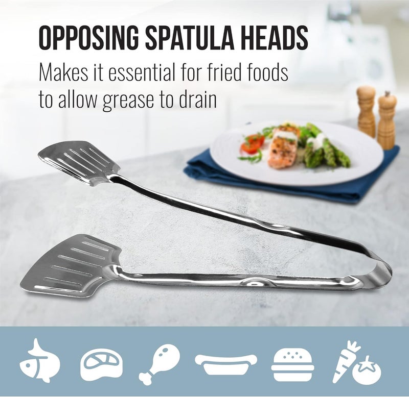 Kitchen Discovery Grip Right Turner Tongs – – Dual Spatulas for Safe Lifting of Fish, Burgers, Pancakes, Cutlets – Stainless Steel Barbecue Tongs for Easy Flipping - Image 5