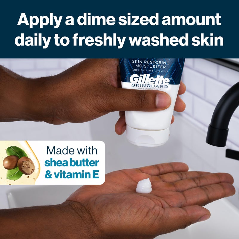 Gillette مرطب وجه جيلت سكين غارد للرجال، 3.4 أونصة مرطب لاستعادة البشرة مع زبدة الشيا وفيتامين E - Image 5