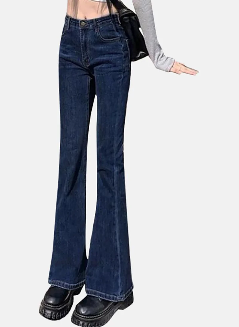 يونيكي Blue Solid Mid Rise Skinny Fit Bootcut & Flared Jeans