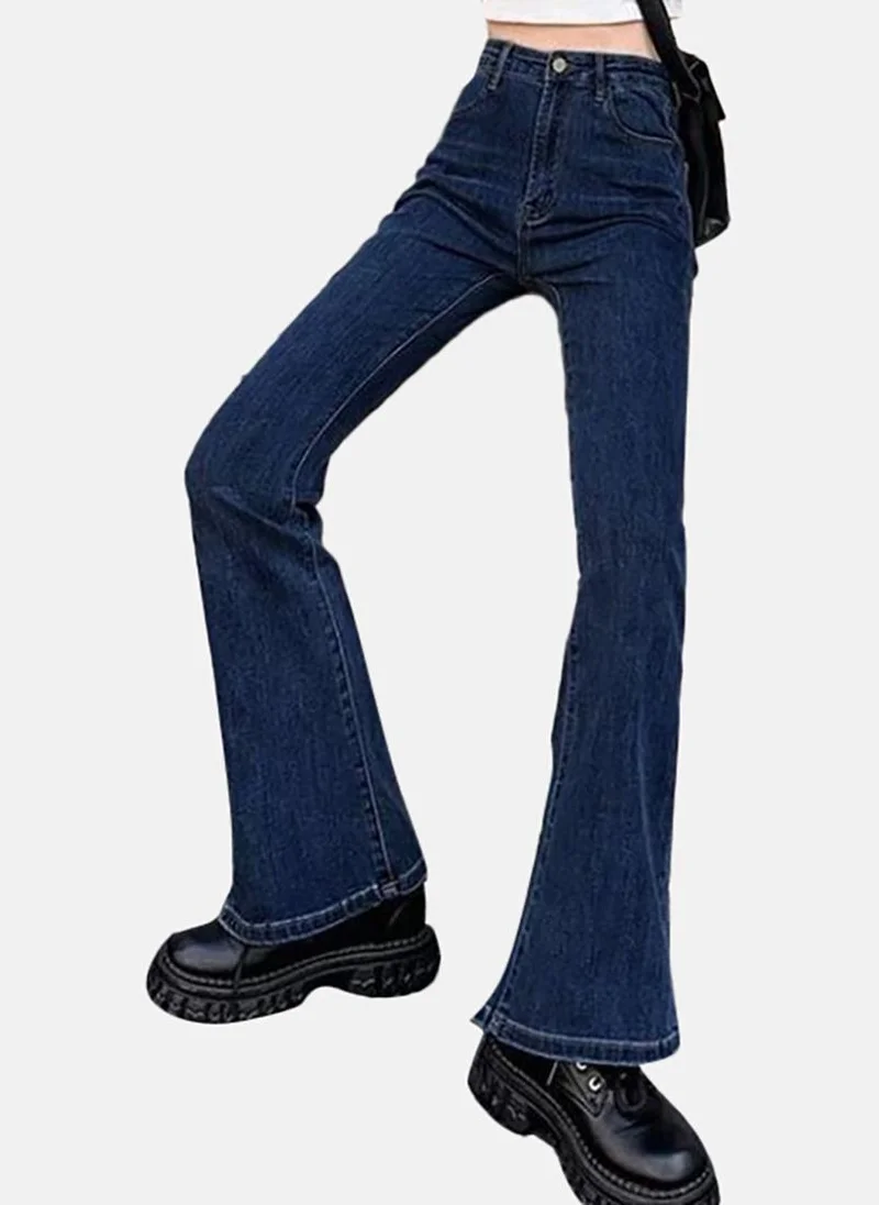 يونيكي Blue Solid Mid Rise Skinny Fit Bootcut & Flared Jeans