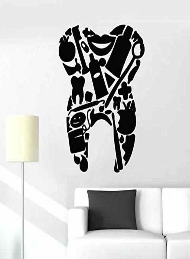 LYOMAN Vinyl Dental Tools Tooth Shape Wall Furniture Sticker, Black - Image 1