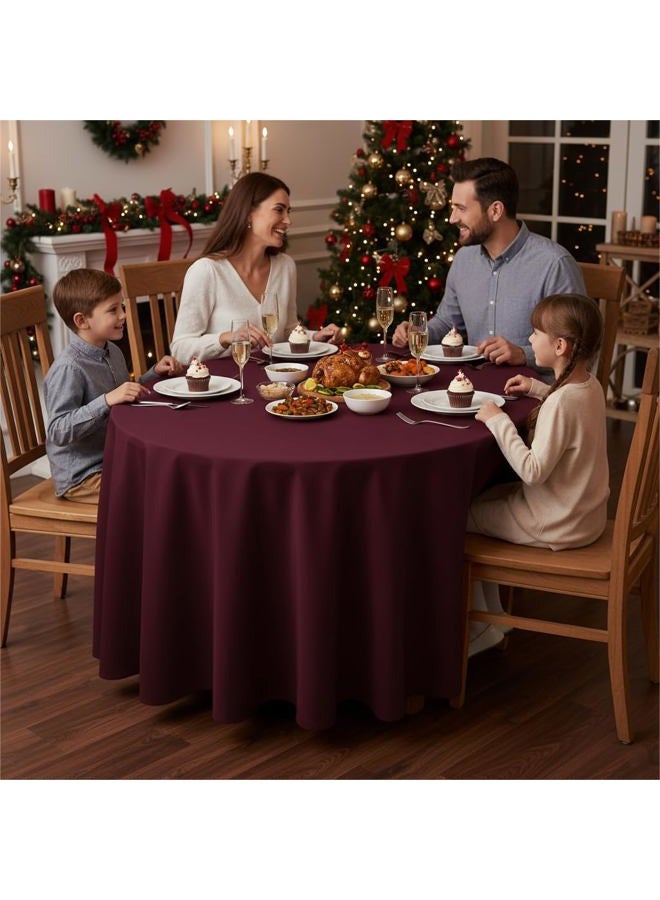 Fitable 6 Pack Burgundy Tablecloths for Round Tables - 108 Inches in Diameter - Stain Resistant and Washable Table Clothes, Polyester Fabric Table Covers for Wedding, Party, Banquet, Formal Events - Image 2