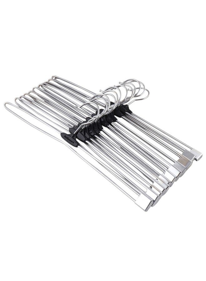 ROLLYWARE 30 Pack Premium Unique Design Stainless Steel Lockable Technology Hangers for Clothes, Velvet, Trouser, Saree, Pants, Skirt Wardrobe - Image 1