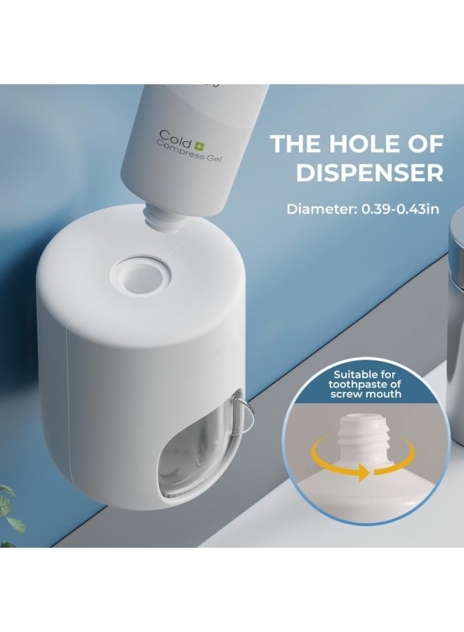 2 Pcs Toothpaste Dispenser Wall Mount for Bathroom-Toothpaste Holder Automatic Toothpaste Squeezer with Cover for Bathroom Organizer Storage (White) - Image 4