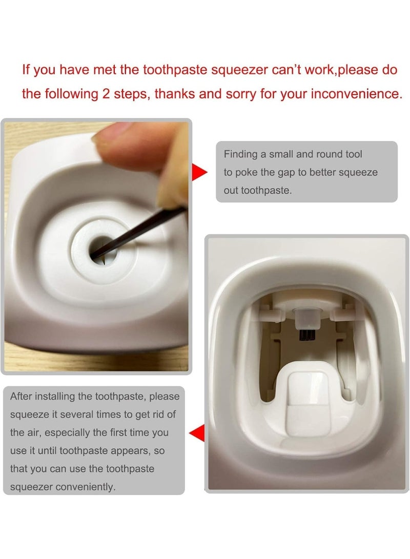 2 Pcs Toothpaste Dispenser Wall Mount for Bathroom-Toothpaste Holder Automatic Toothpaste Squeezer with Cover for Bathroom Organizer Storage (White) - Image 2