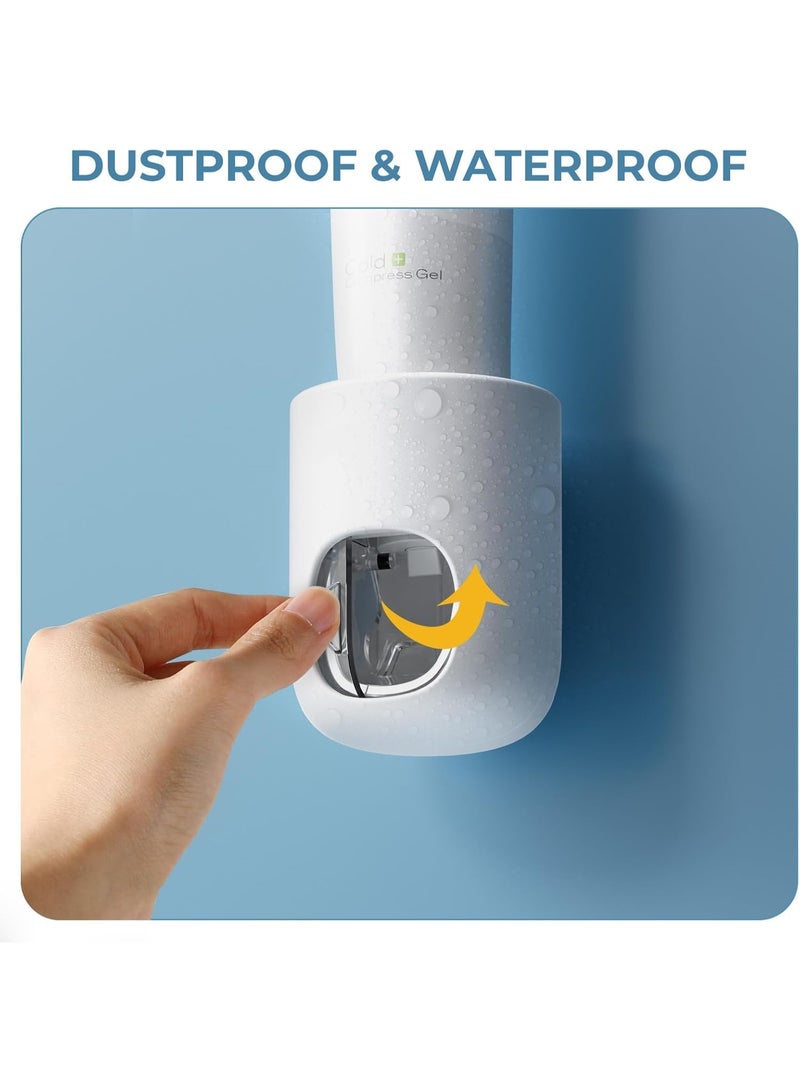 2 Pcs Toothpaste Dispenser Wall Mount for Bathroom-Toothpaste Holder Automatic Toothpaste Squeezer with Cover for Bathroom Organizer Storage (White) - Image 3