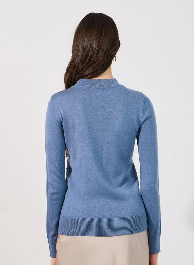 Styli Slim Fit Regular Length Textured Knit Sweater