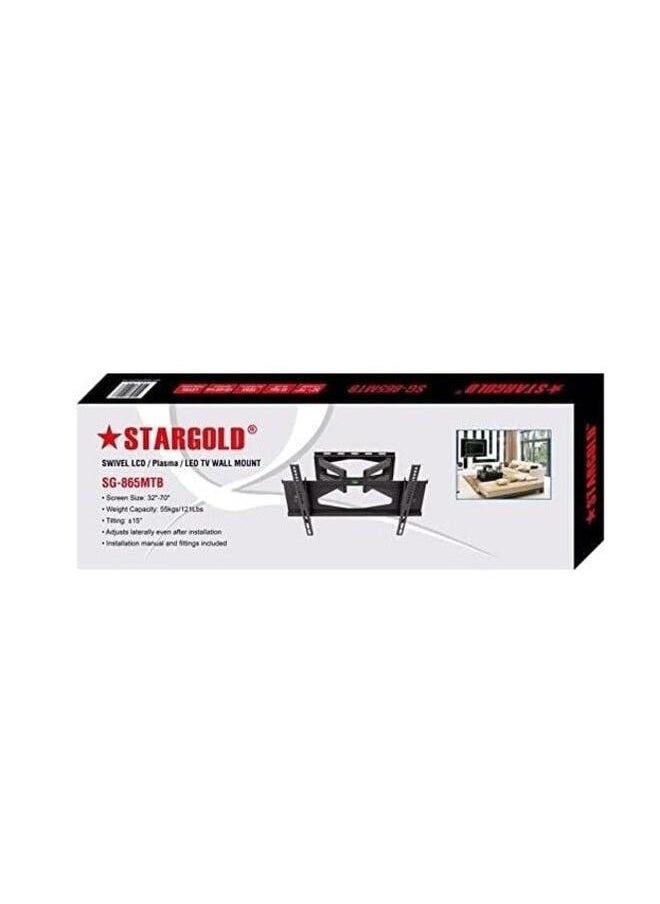 Stargold - STARGOLD SG-865MTB Swivel Full Motion Wall Mount for 32-70'' Screen LCD LED Curved Bracket, Black - 600 x 400 mm - Image 1