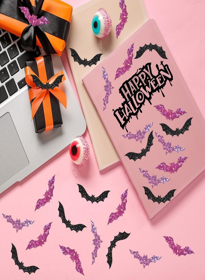 Whaline Halloween Bats Stickers Roll Laser Pink Black Bat Seal Stickers Sparkly Waterproof Self-Adhesive Decals for Envelope Journal Decor Party Supplies, 500Pcs - Image 5
