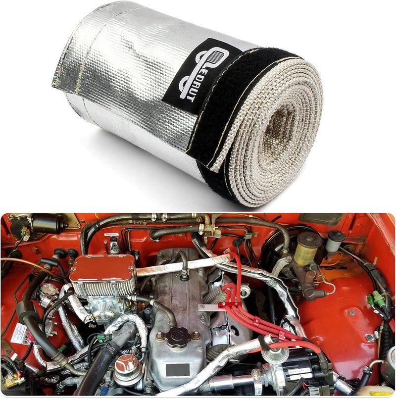 LEDAUT Heat Shroud Sleeve Aluminized 2 Pcs for Ultimate Heat Protection Hose Wire Shield 1-1/2''I.D. x 10FT, with 20 Pcs 7.8Inch Stainless Steel Cable Metal Zip Ties - Image 5