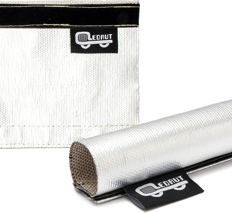 LEDAUT Heat Shroud Sleeve Aluminized 2 Pcs for Ultimate Heat Protection Hose Wire Shield 1-1/2''I.D. x 10FT, with 20 Pcs 7.8Inch Stainless Steel Cable Metal Zip Ties - Image 4