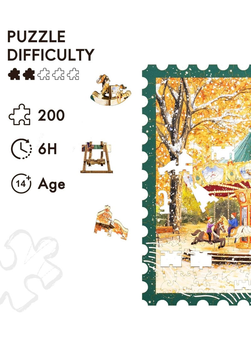 ROBOTIME Rowood Golden Autumn Carousel Wooden Jigsaw Puzzle TA008 - Image 3