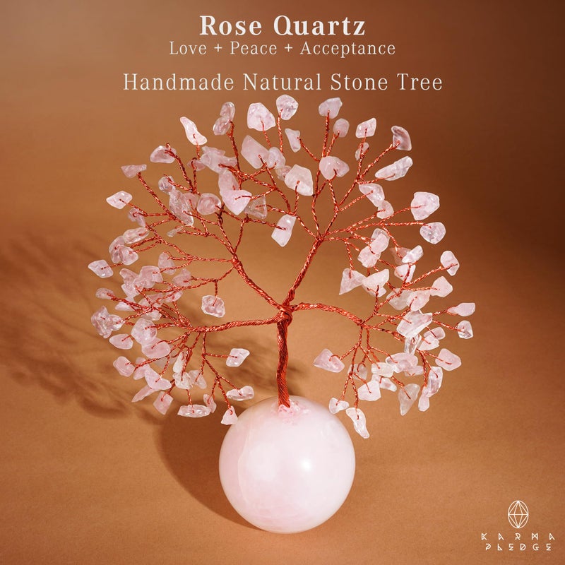 KARMAPLEDGE Rose Quartz Crystal Tree of Life Gifts for Women  Office Decor  Healing Crystal and Stones Chakra Tree for Positive Energy  Reiki Healing  Meditation  Good Luck  Spiritual  Birthday Gifts - Image 2