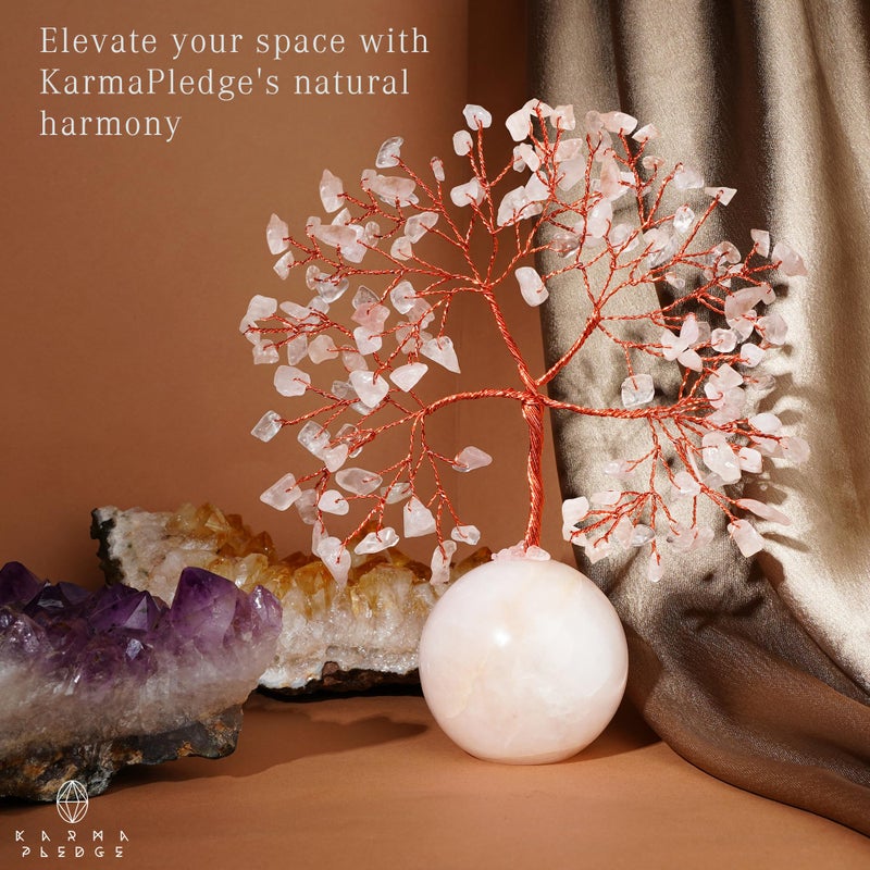 KARMAPLEDGE Rose Quartz Crystal Tree of Life Gifts for Women  Office Decor  Healing Crystal and Stones Chakra Tree for Positive Energy  Reiki Healing  Meditation  Good Luck  Spiritual  Birthday Gifts - Image 4