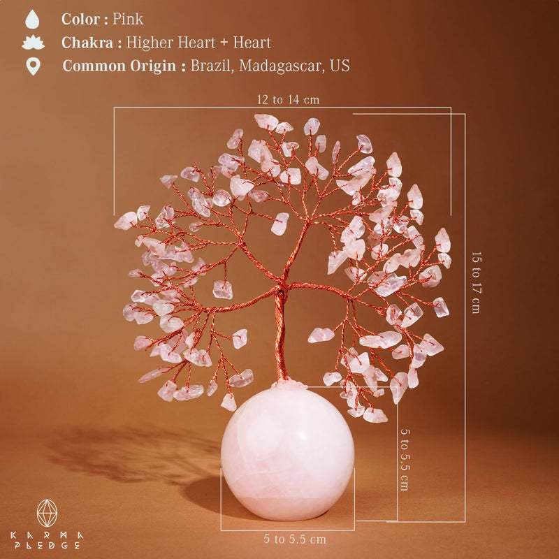KARMAPLEDGE Rose Quartz Crystal Tree of Life Gifts for Women  Office Decor  Healing Crystal and Stones Chakra Tree for Positive Energy  Reiki Healing  Meditation  Good Luck  Spiritual  Birthday Gifts - Image 3