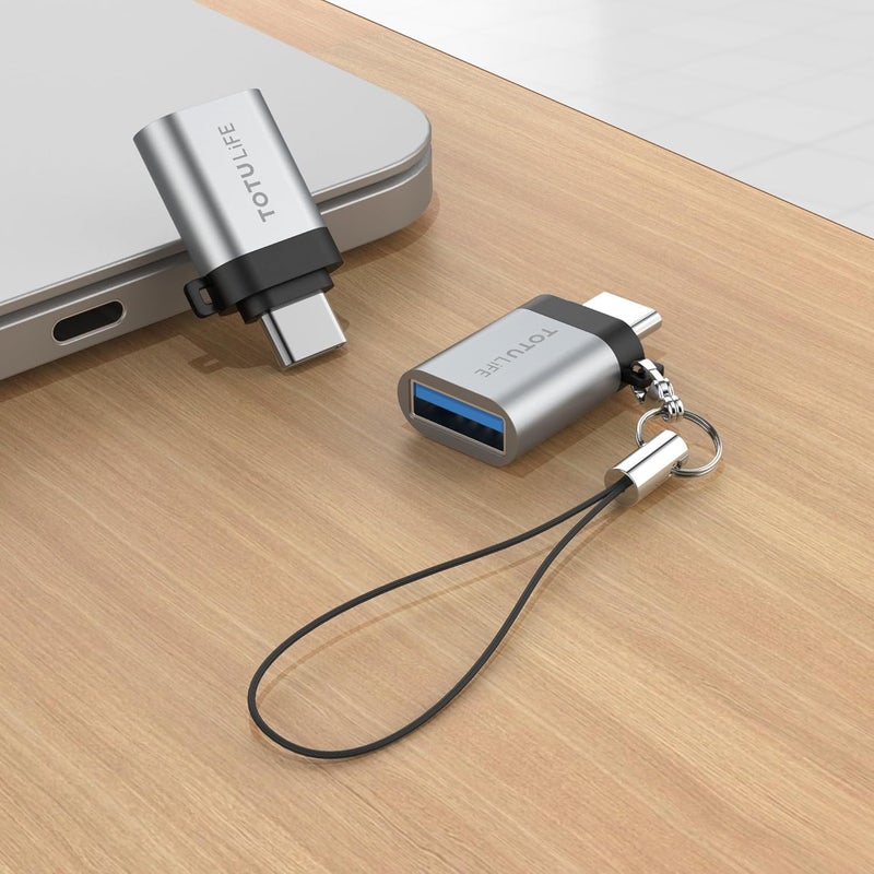 Totulife 5Gbps USB-A to Type-C OTG Adapter, Grey - Image 3