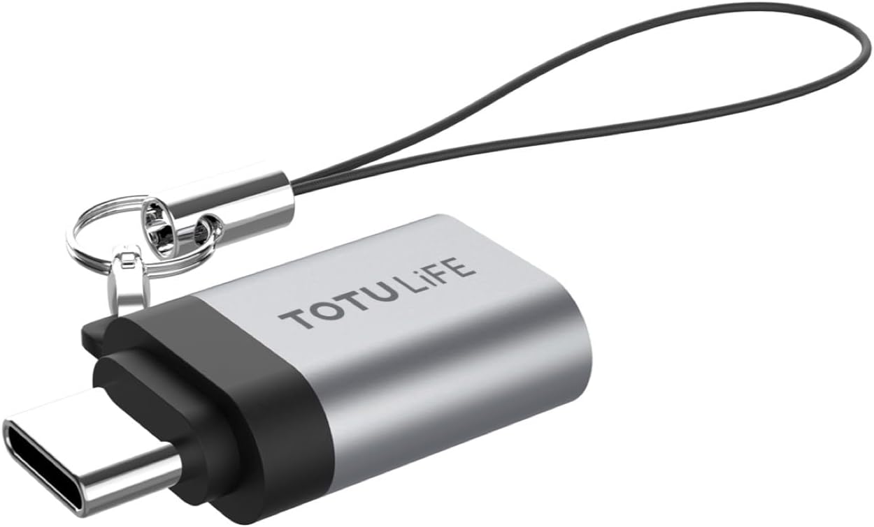 Totulife 5Gbps USB-A to Type-C OTG Adapter, Grey