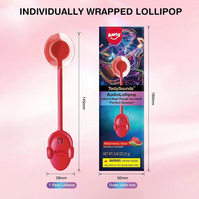 AMOS TastySounds Audio Lollipop - Watermelon Flavor, Sugar-Free Singing Candy - Image 5