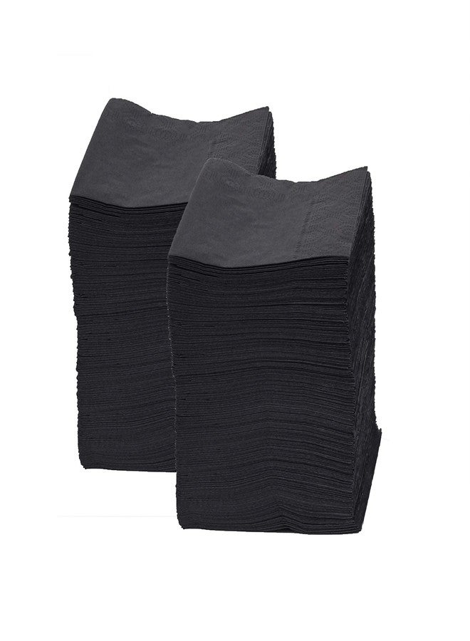 Hoffmaster Black Beverage Napkins, 2-PLY, 9.5" x 9.5", 1000/Case - Image 1