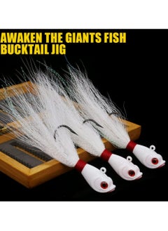 Excefore Bucktail-Jigs-Saltwater-Hair-Jigs-Head -Flukes-Fishing-Lures-Assorted Kit for Striped Bass Walleye Snook Rockfish Redfish 1/4oz 1/2 oz 1oz 2 oz  3PCS  - Image 2