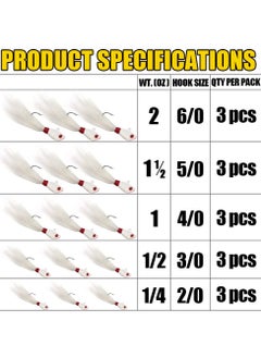 Excefore Bucktail-Jigs-Saltwater-Hair-Jigs-Head -Flukes-Fishing-Lures-Assorted Kit for Striped Bass Walleye Snook Rockfish Redfish 1/4oz 1/2 oz 1oz 2 oz  3PCS  - Image 4