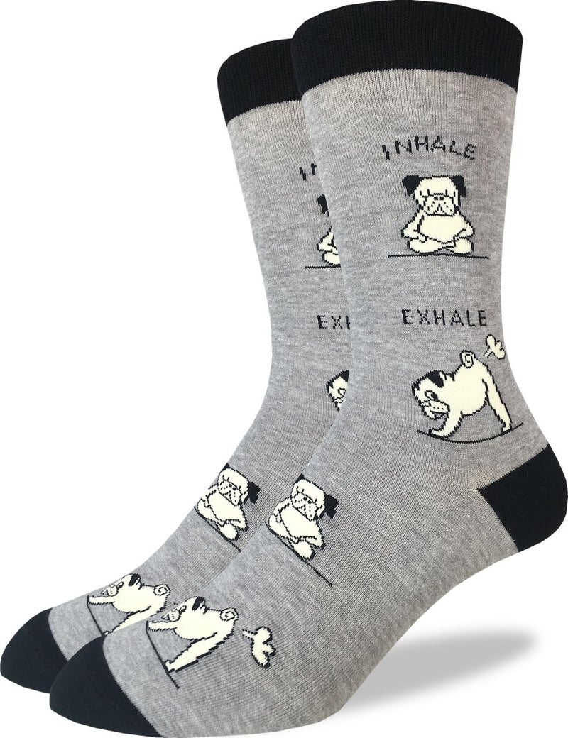 Good Luck Sock Men's Yoga Pug Dog Socks, Adult, Shoe Size 7-12 - Image 5
