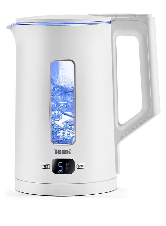 TANK Tank Safe Touch Glass Digital Kettle, 1.5L Capacity, 1500 Watts, Silver Frame, DG-2338-ES - 2 Year Warranty - Image 1