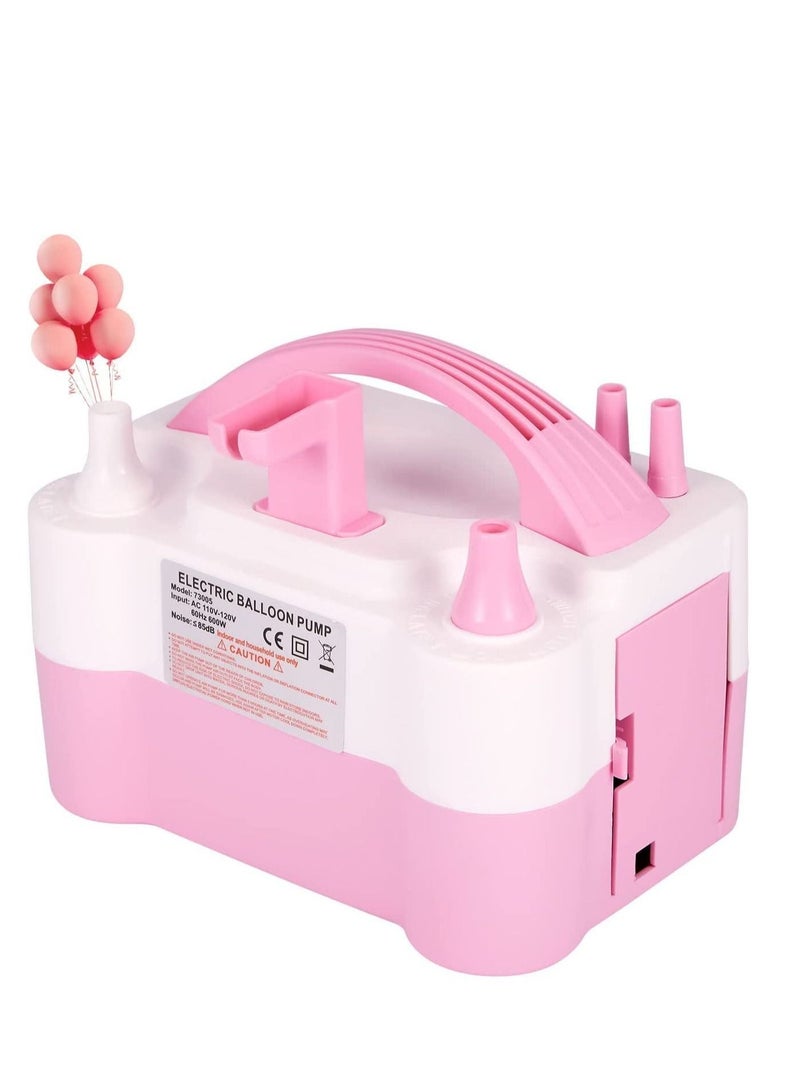 Versatile Portable Dual Nozzle Electric Balloon Pump Baby Showers, and Party Decorations in Pink/White  - Image 1