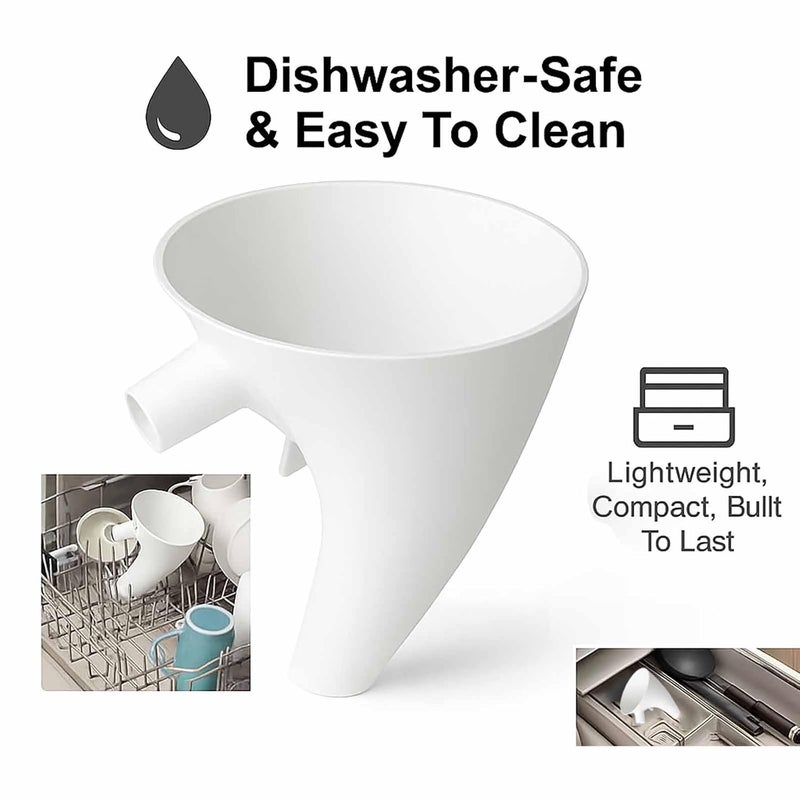 NOBALLS Flour Funnel for Kitchen Aid Mixer, Easy Pour No-Mess Attachment, Anti-Splash Accessory, Fits Tilt-Head 4.5–5 Qt (KSM150), Durable Dishwasher-Safe Baking Tool (White) - Image 5