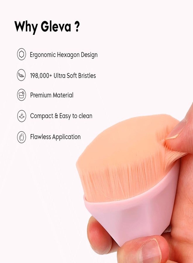 Gleva Foundation Makeup Brush, Kabuki Hexagon Face Blush Liquid Powder Foundation Brush for Blending Liquid, Cream or Flawless Powder Cosmetics with Protective Case (PINK) - Image 3