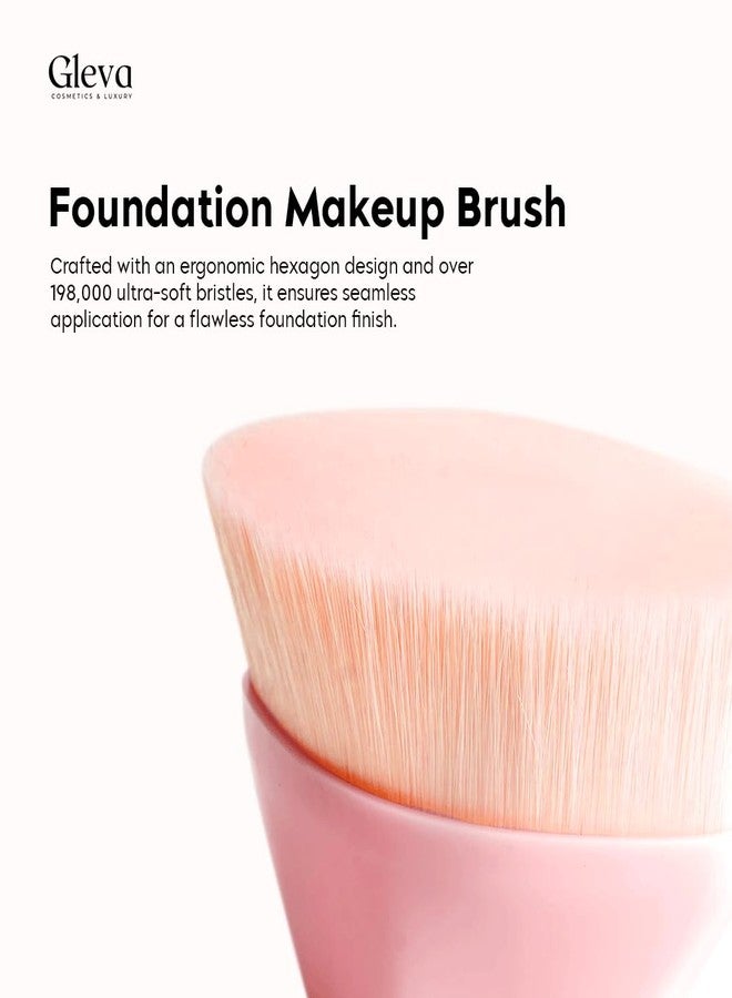Gleva Foundation Makeup Brush, Kabuki Hexagon Face Blush Liquid Powder Foundation Brush for Blending Liquid, Cream or Flawless Powder Cosmetics with Protective Case (PINK) - Image 2
