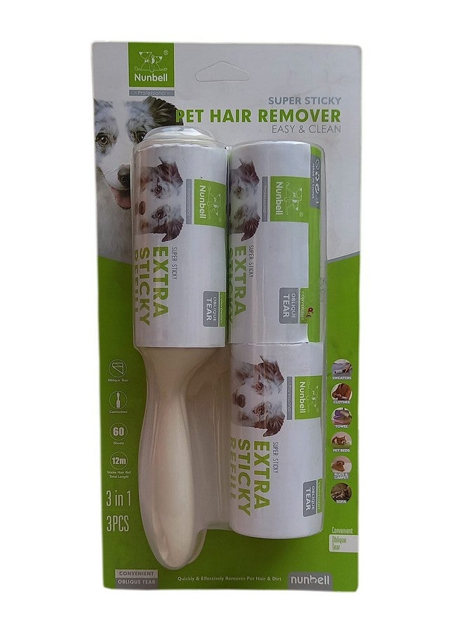 بت بكرة إزالة الوبر مع غطاء، 60 ورقة لكل منها و2 عبوة قابلة لإعادة التعبئة لإزالة شعر الكلاب والأوساخ والغبار والوبر من الملابس ومقاعد السيارة والمفروشات والأرضيات (أبيض) - Image 1