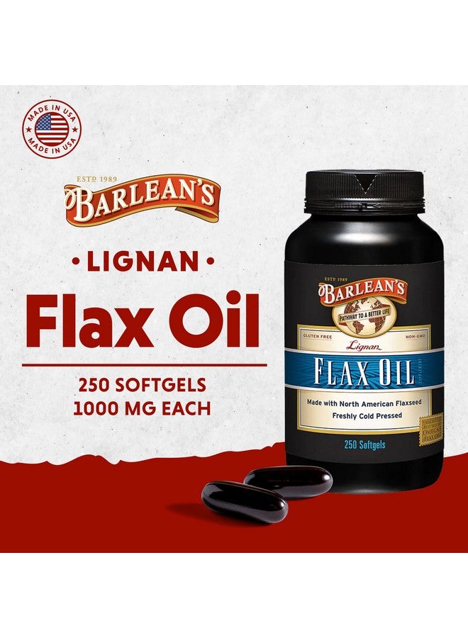 Barlean's Lignan Flaxseed Oil Softgels, Cold-Pressed Flax Seed Supplement with 1,550 mg ALA Omega-3 Fatty Acids for Joint & Heart Health, 1000mg, 250 ct - Image 2