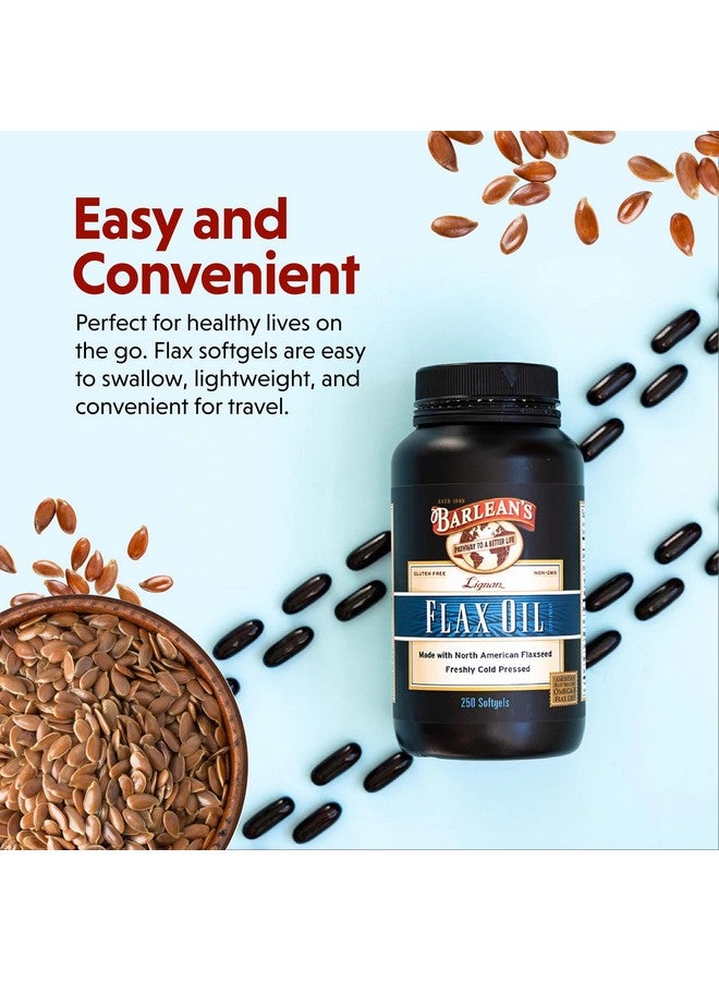 Barlean's Lignan Flaxseed Oil Softgels, Cold-Pressed Flax Seed Supplement with 1,550 mg ALA Omega-3 Fatty Acids for Joint & Heart Health, 1000mg, 250 ct - Image 4