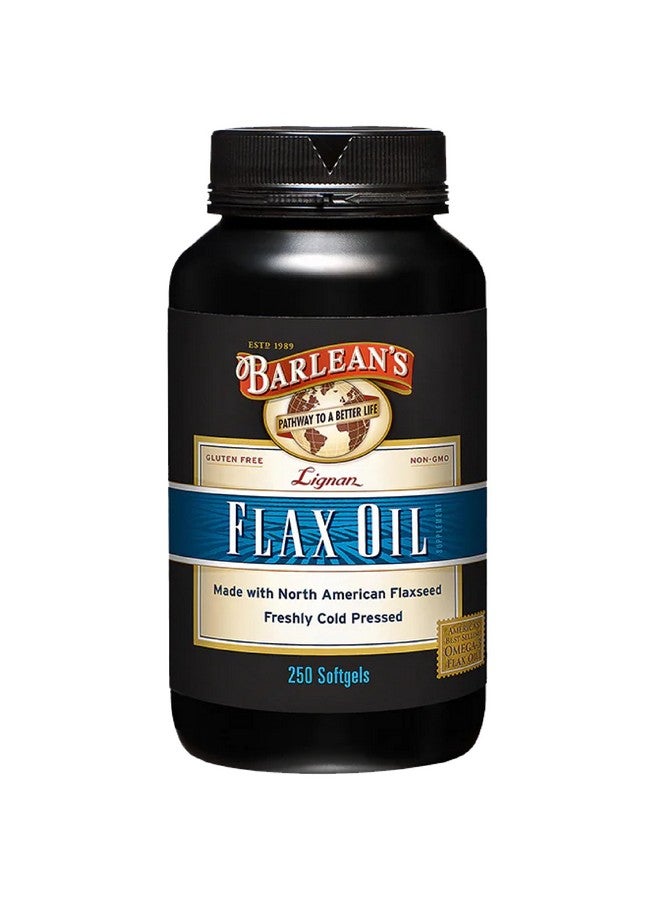 Barlean's Lignan Flaxseed Oil Softgels, Cold-Pressed Flax Seed Supplement with 1,550 mg ALA Omega-3 Fatty Acids for Joint & Heart Health, 1000mg, 250 ct - Image 1